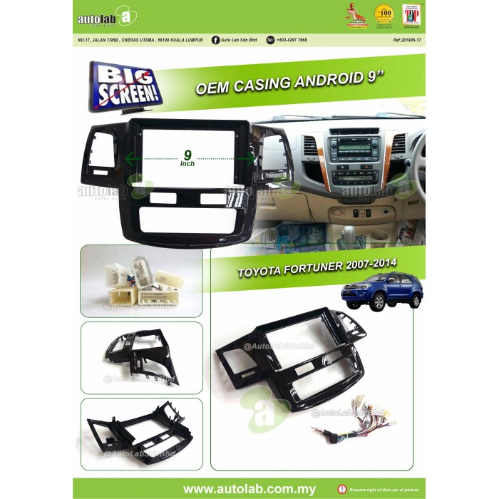Big Screen Casing Android - Toyota Fortuner 2007-2015 (9inch)